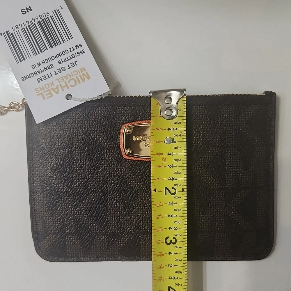 Michael Kors Jet Set Small Brown Tangerine Coinpouch w ID Holder Wallet